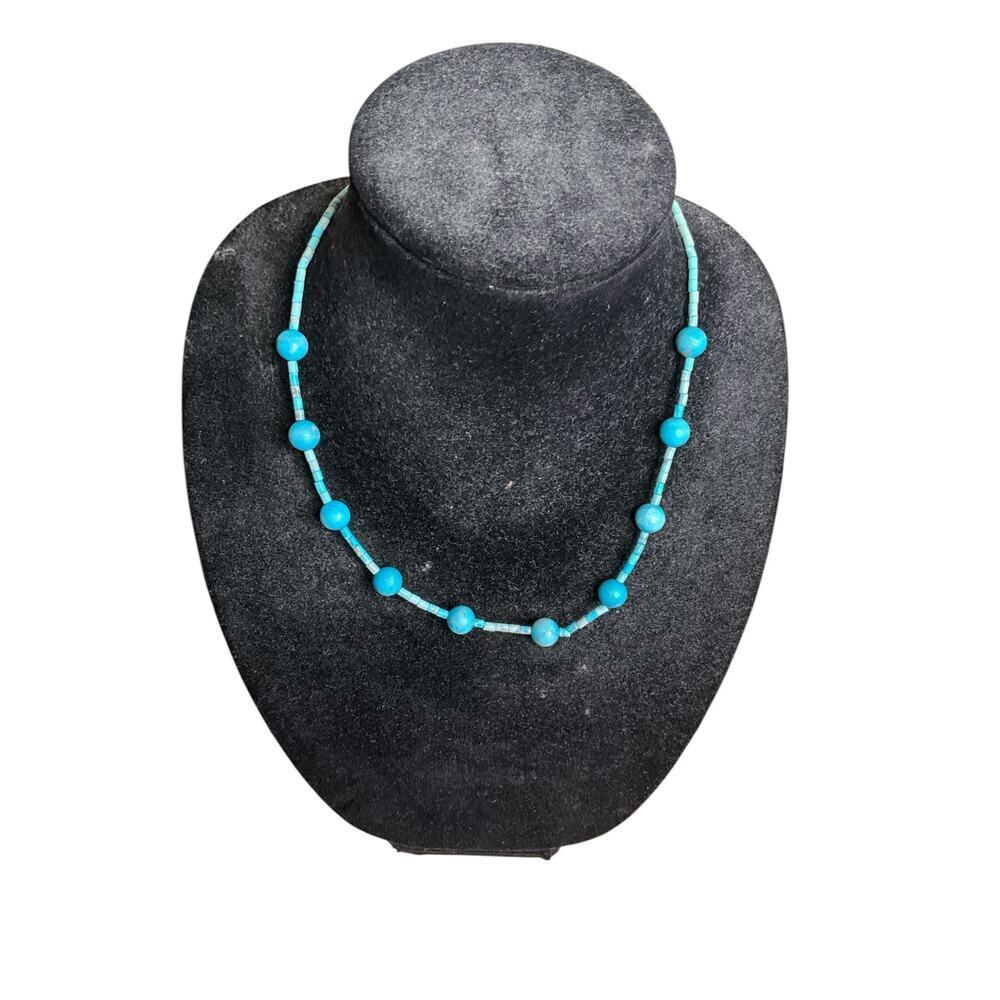 Womens Handmade Turquoiseโ Stone Beads Collar Necklace 19.5" Long NEW